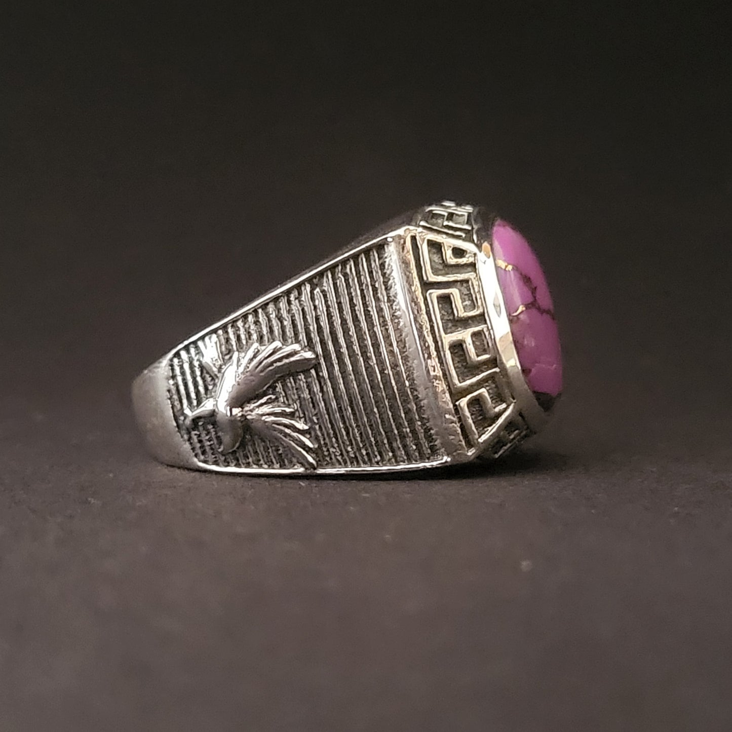 "Enchanting Stripes" Silver Ring with Purple Copper Turquoise