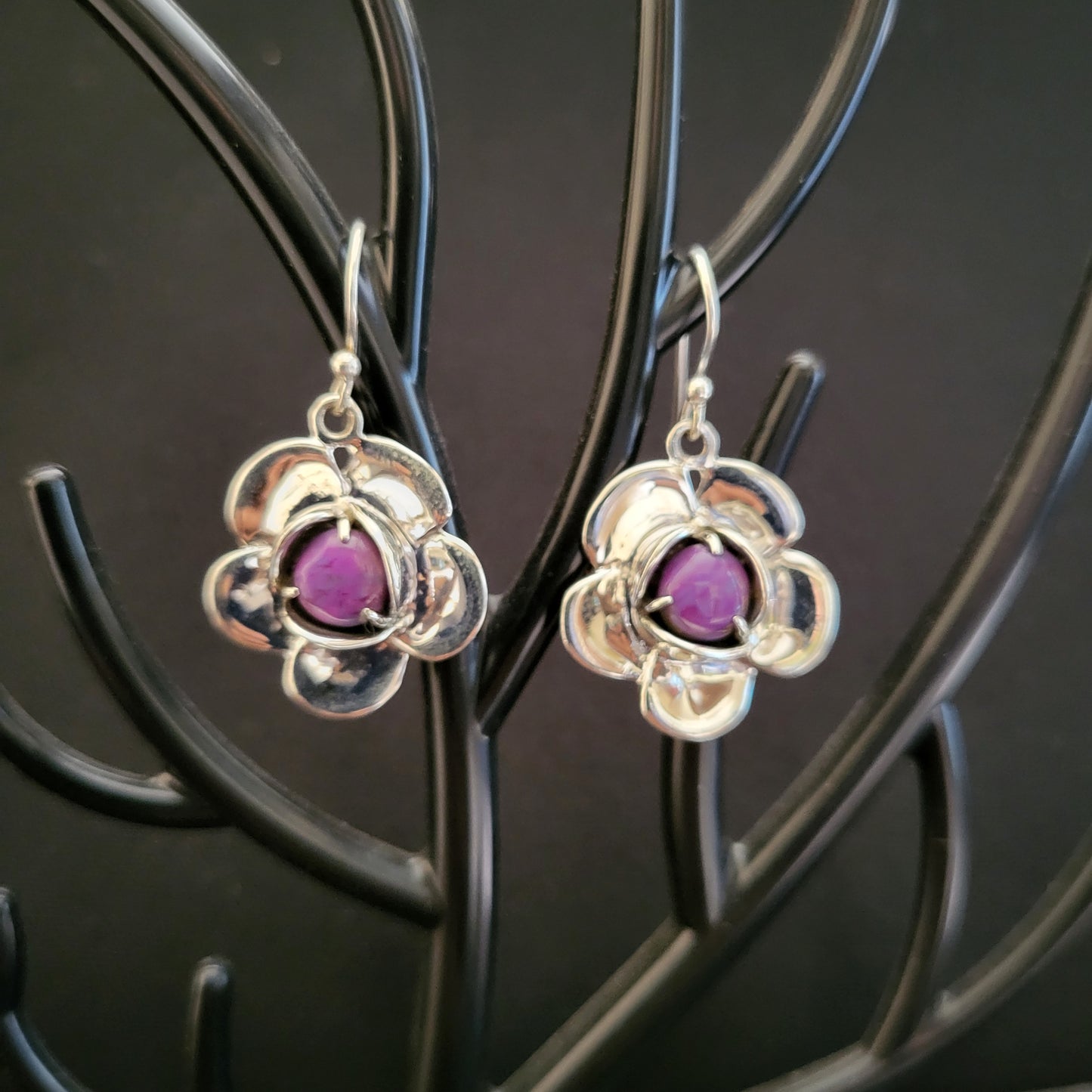 "Floral Filigree" Earring with Purple Copper Turquoise