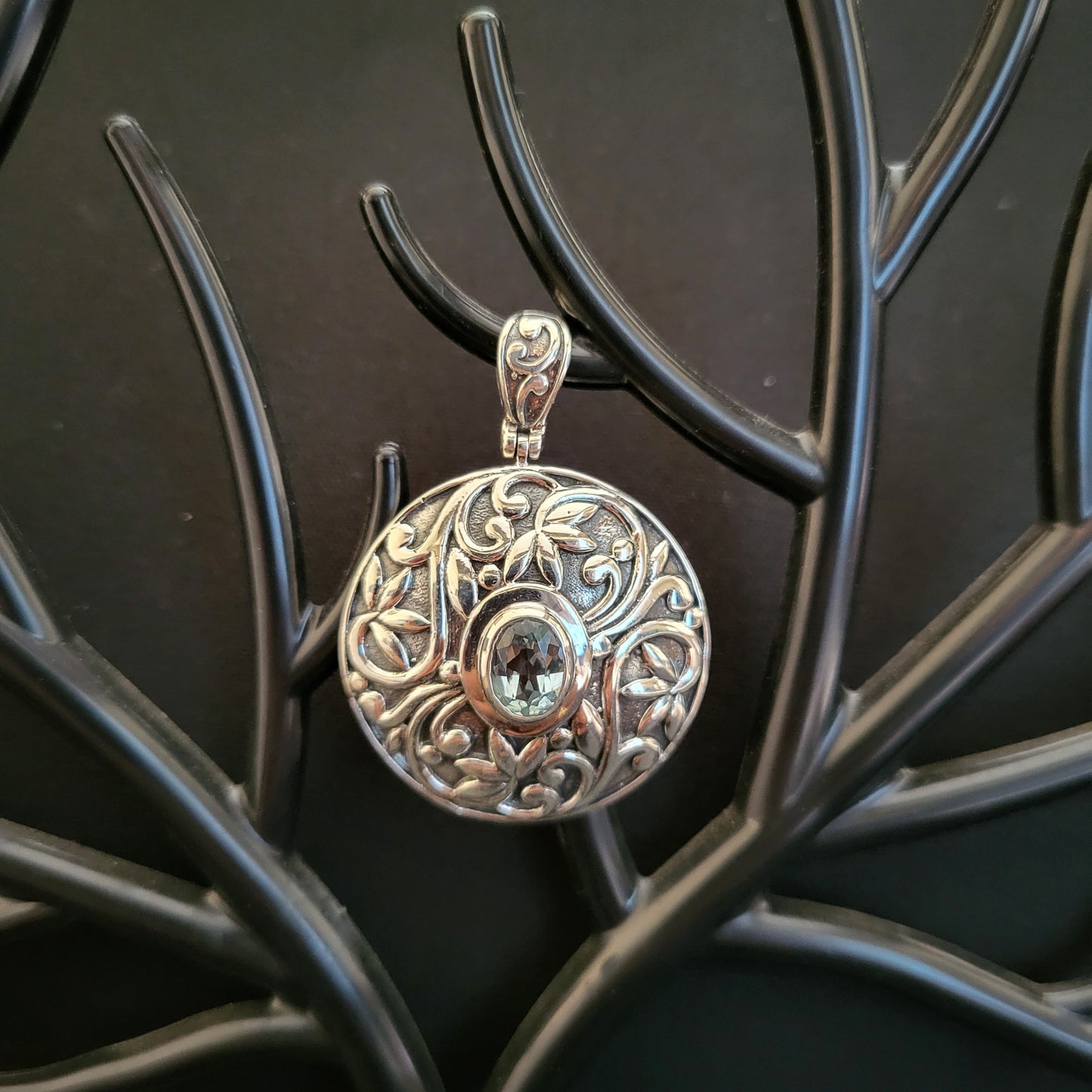 "Regal Guardian" Silver Pendant with Blue Topaz