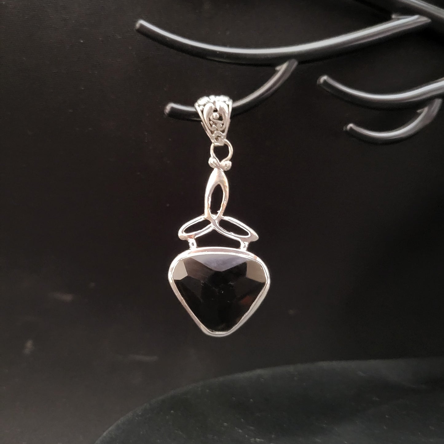 "Midnight Love" Silver Pendant with Smoky Quartz