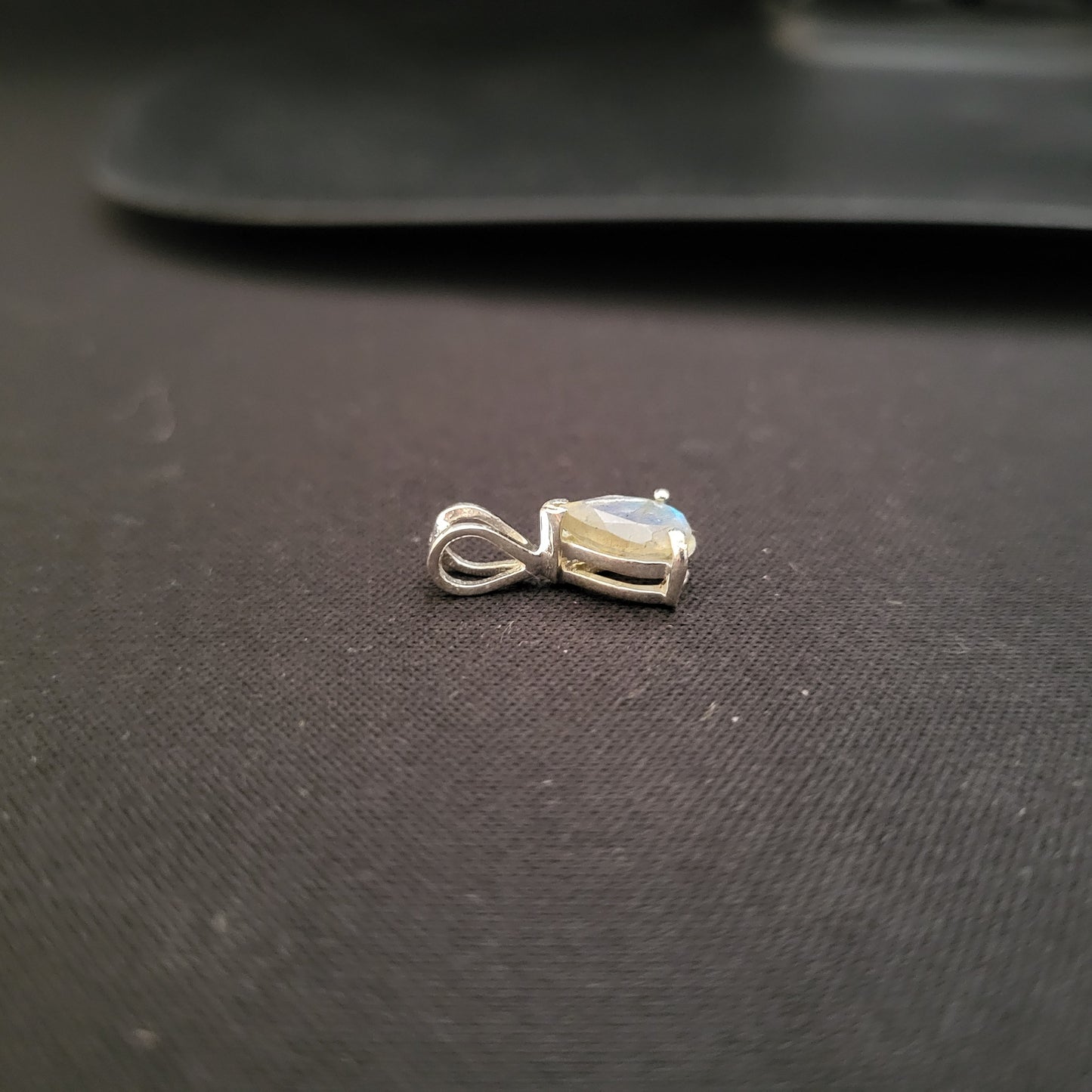 "Luminous Moonlight" Silver Pendant with Rainbow Moonstone
