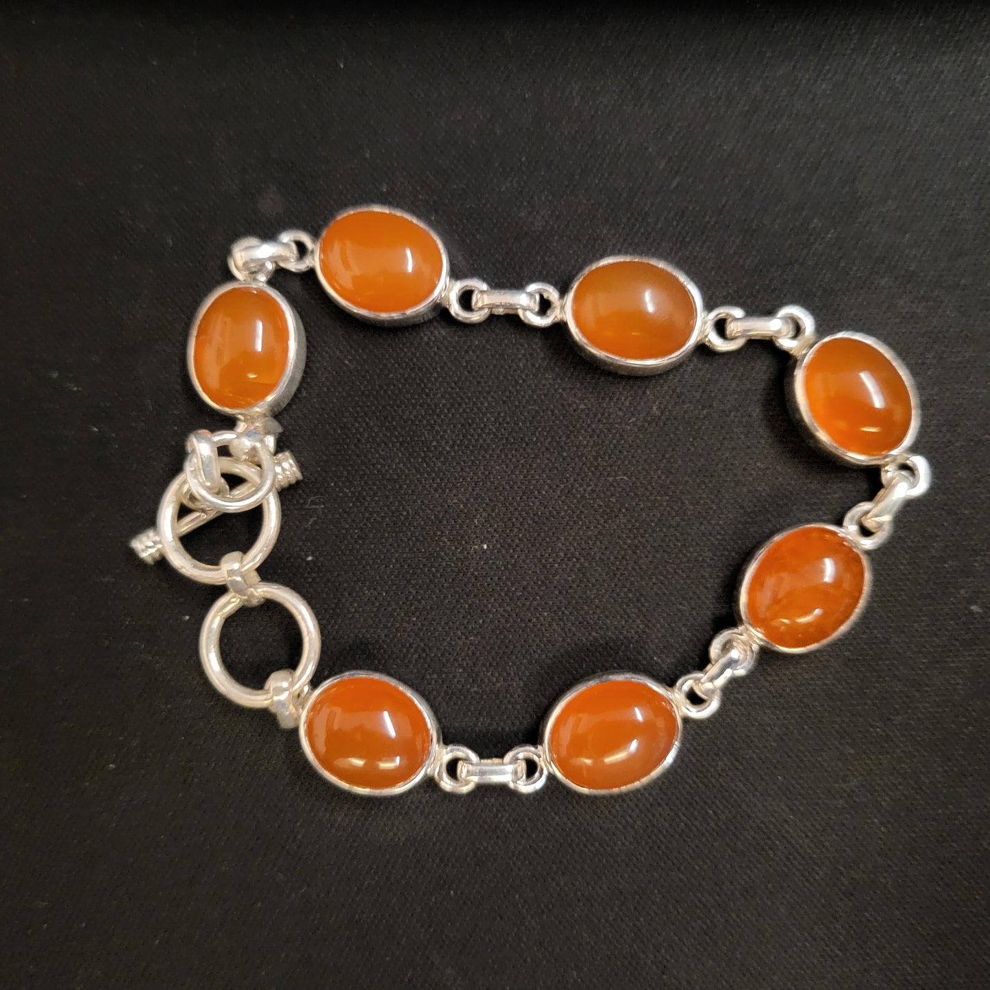 "Chain of Strength" Silver Bracelet with Carnelian