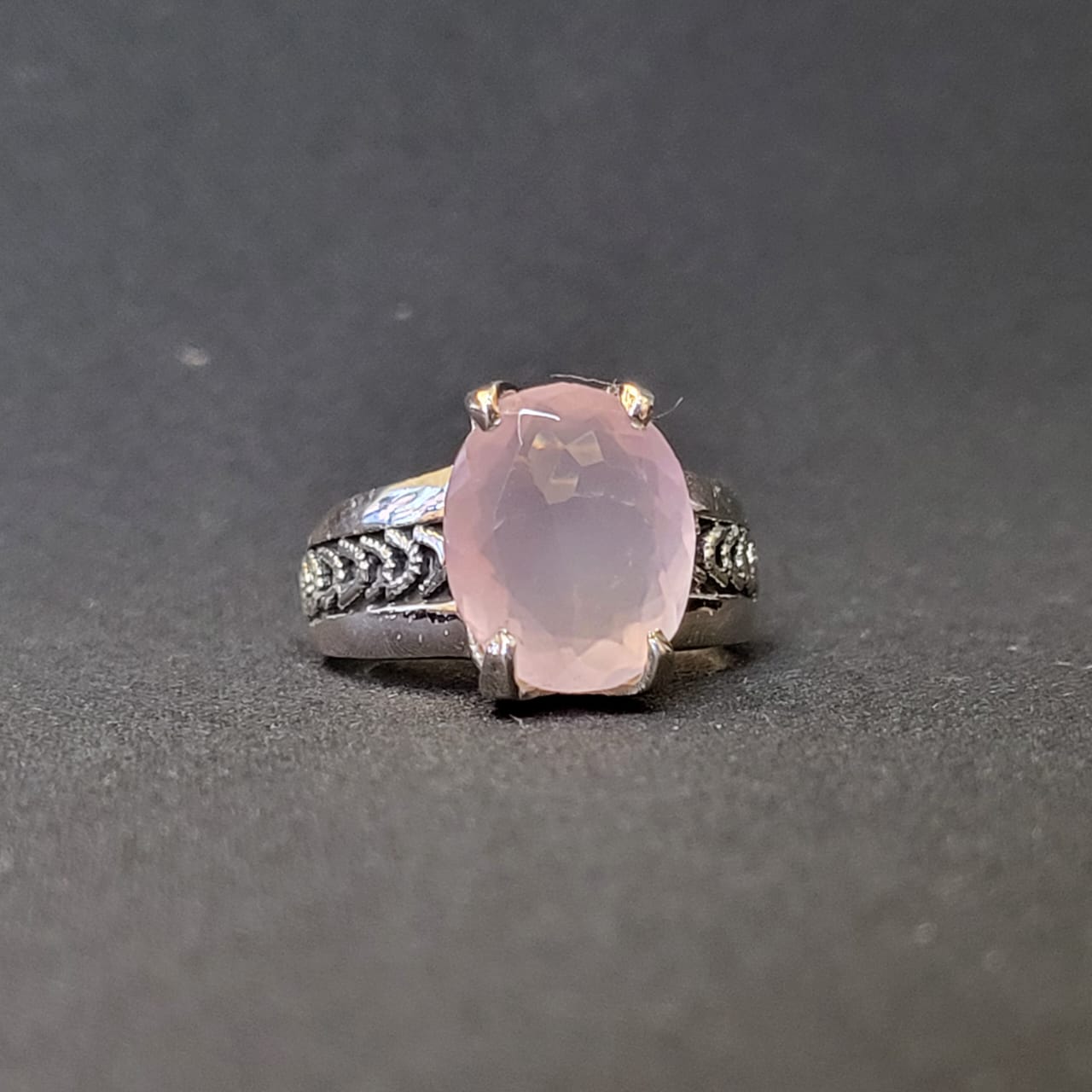 "Secret Blush" Silver Ring with Rose Quartz