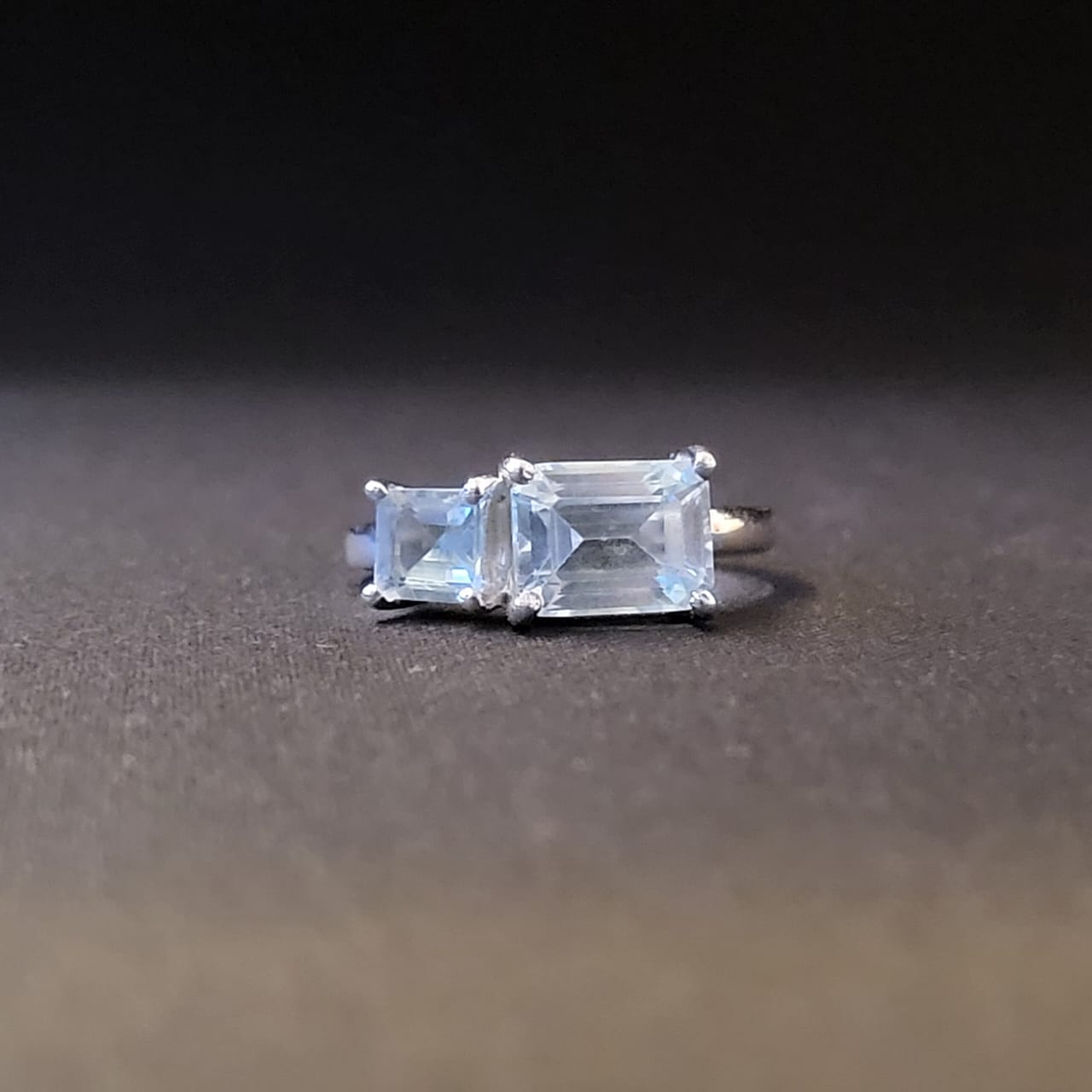 "Cerulean Couple" Silver Ring with Blue Topaz