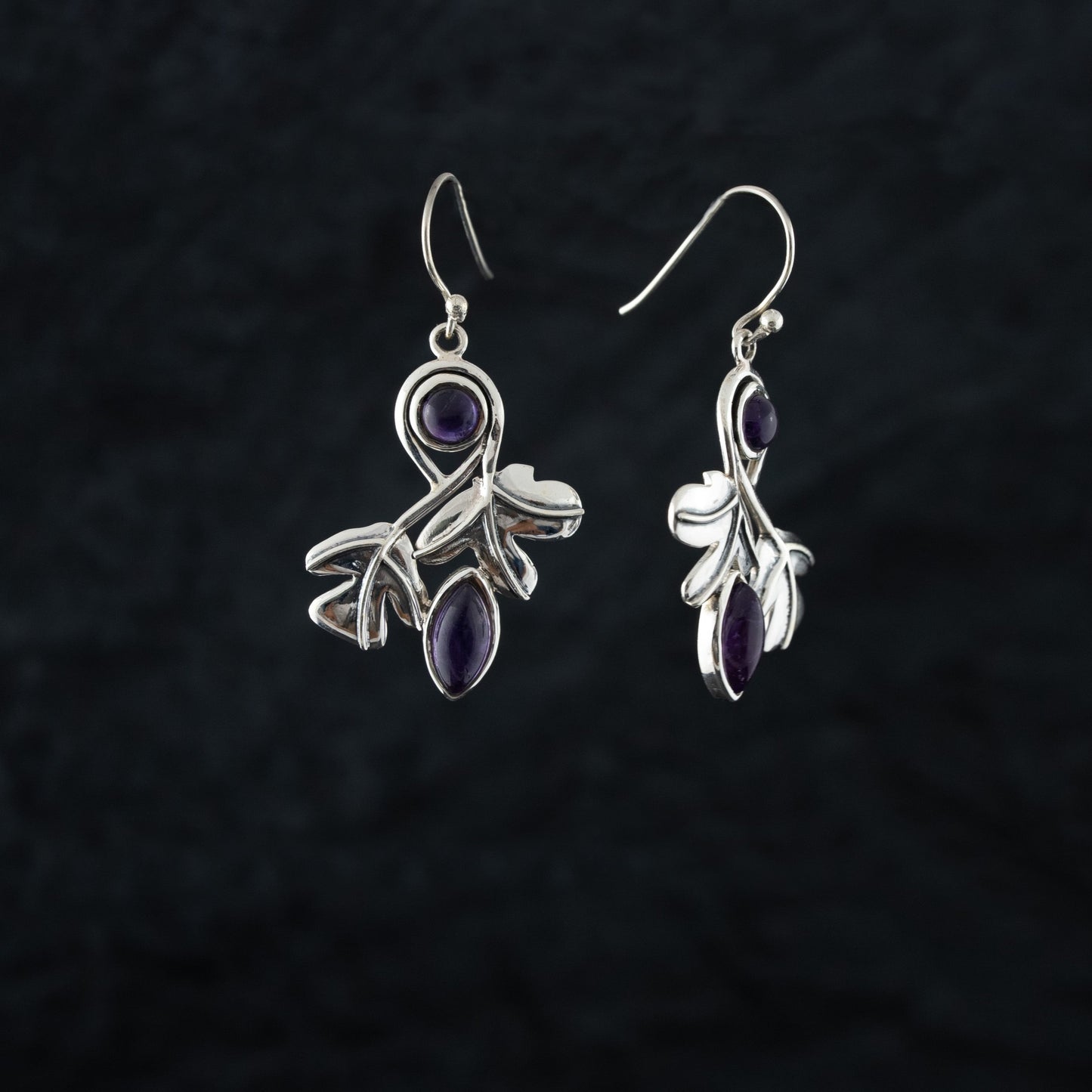 "Peaceful Twiglet" Earring with Amethyst
