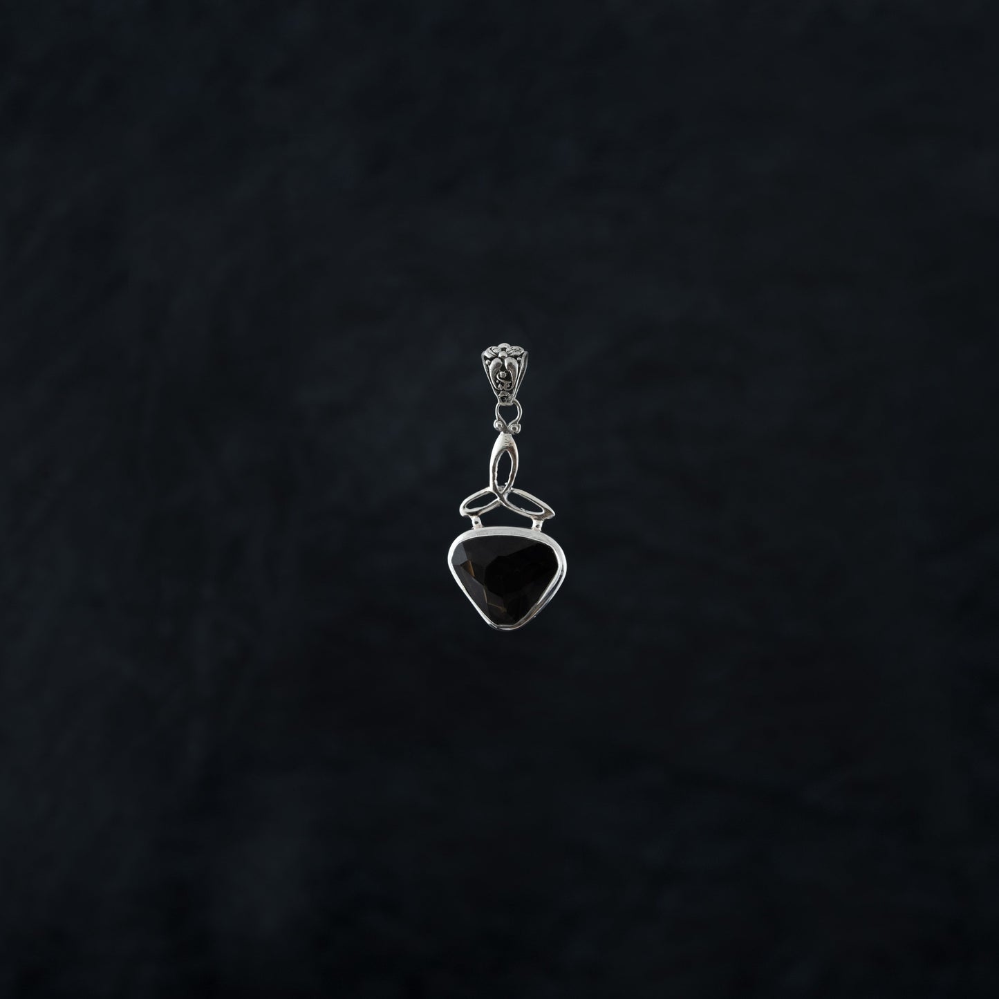 "Midnight Love" Silver Pendant with Smoky Quartz
