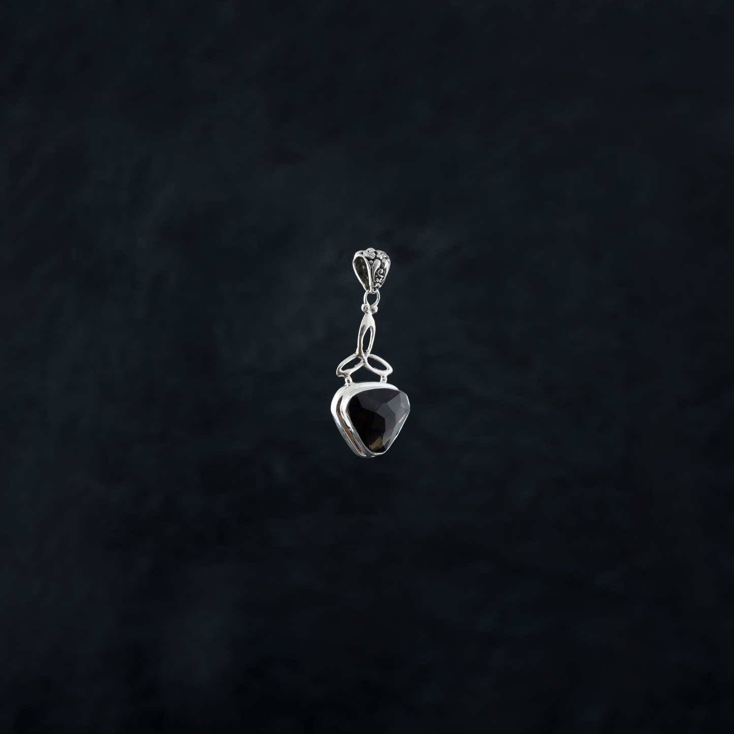 "Midnight Love" Silver Pendant with Smoky Quartz