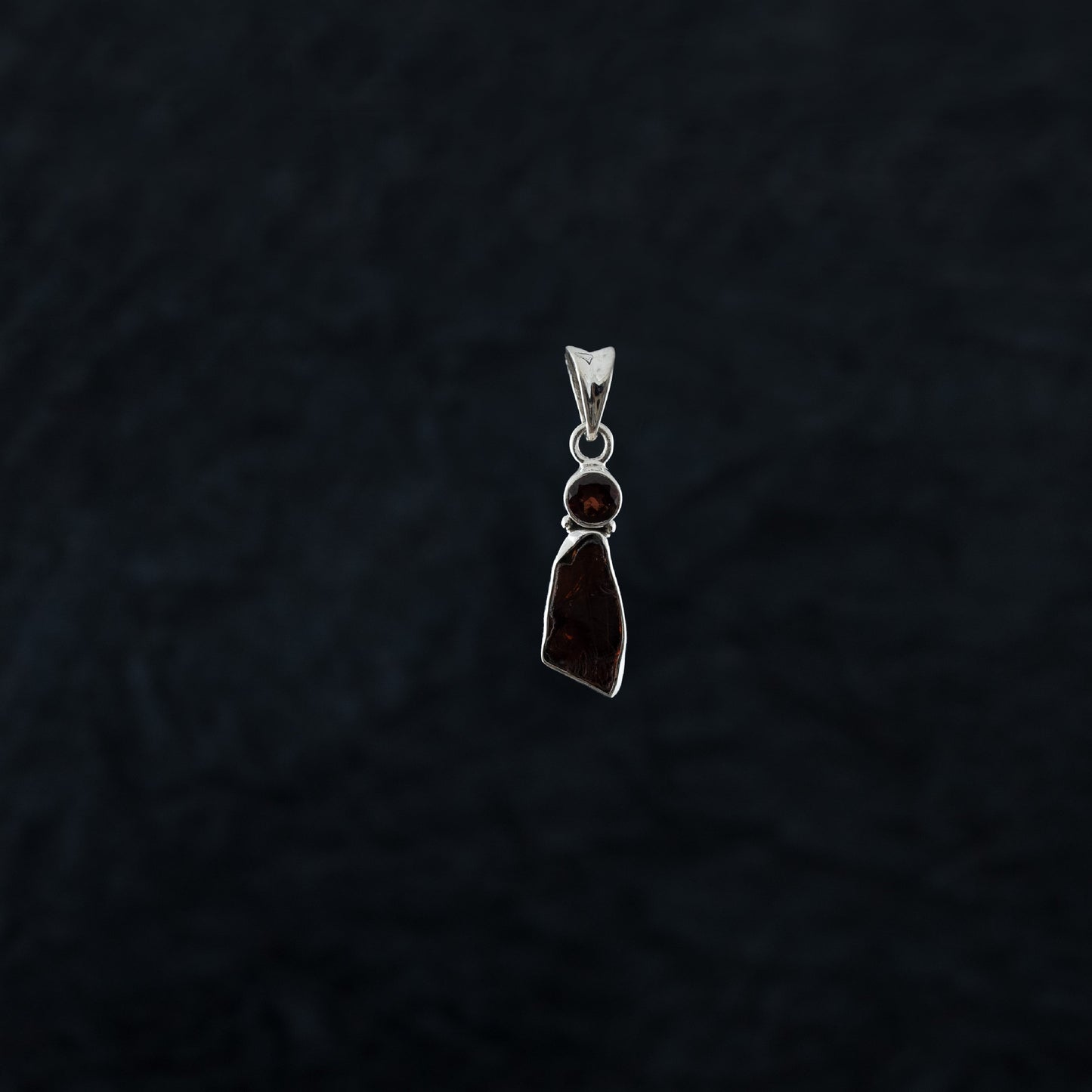 "Abstract Garnet" Silver Pendant with Garnet