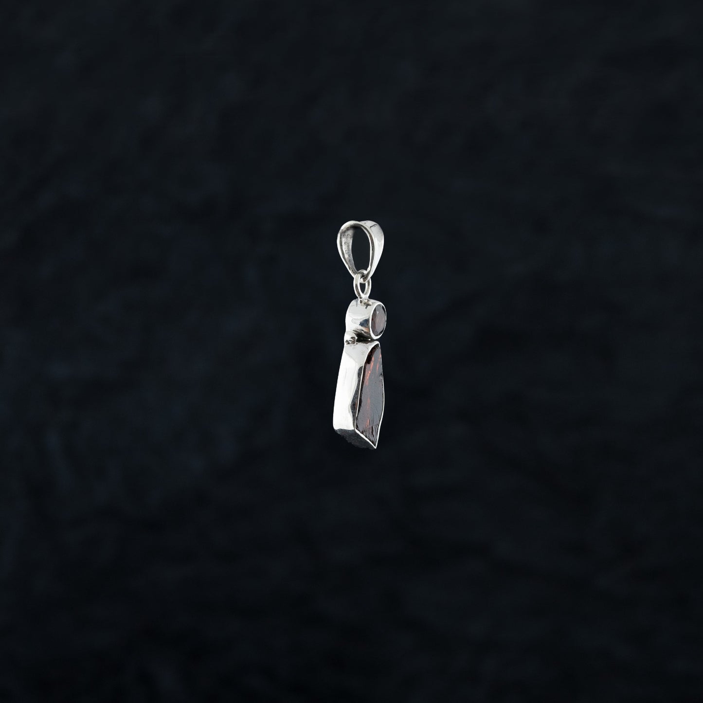 "Abstract Garnet" Silver Pendant with Garnet