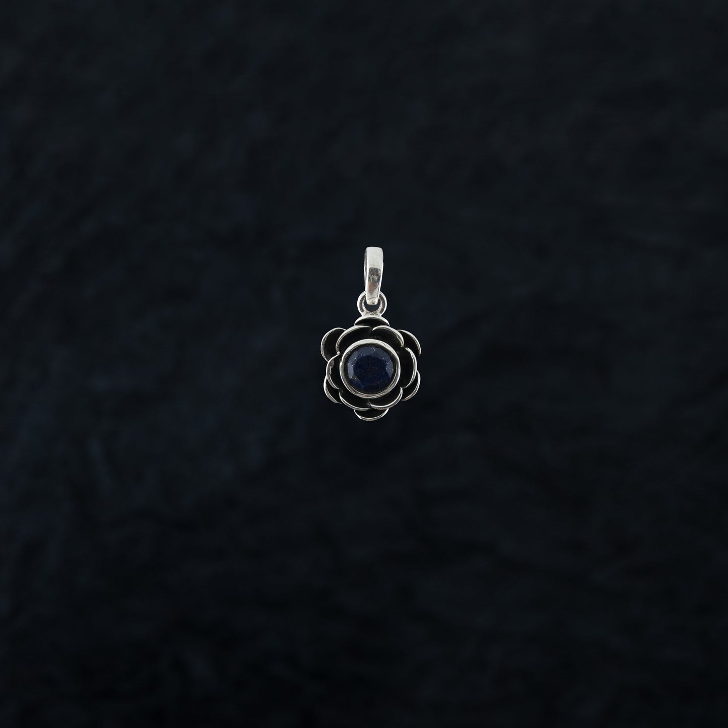 "Exquisite Blossom" Silver Pendant with Lapis Lazuli