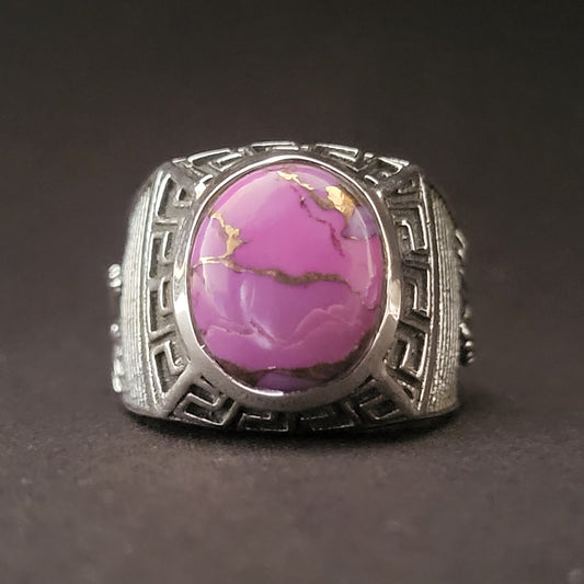 "Enchanting Stripes" Silver Ring with Purple Copper Turquoise