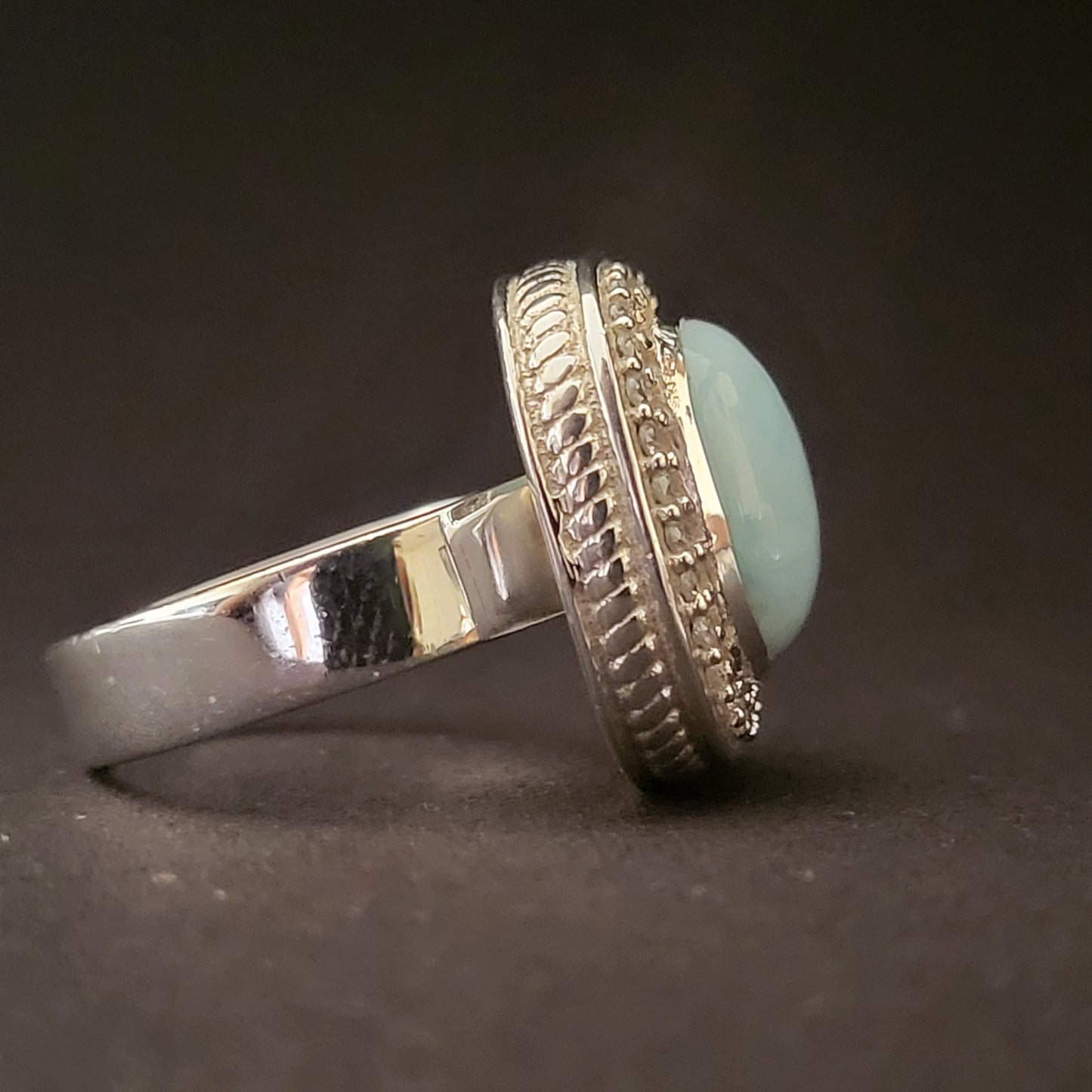 "Prominence" Silver Ring with Larimar, Cz