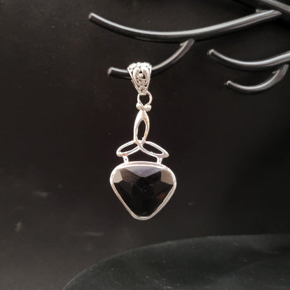 "Midnight Love" Silver Pendant with  Smoky Quartz