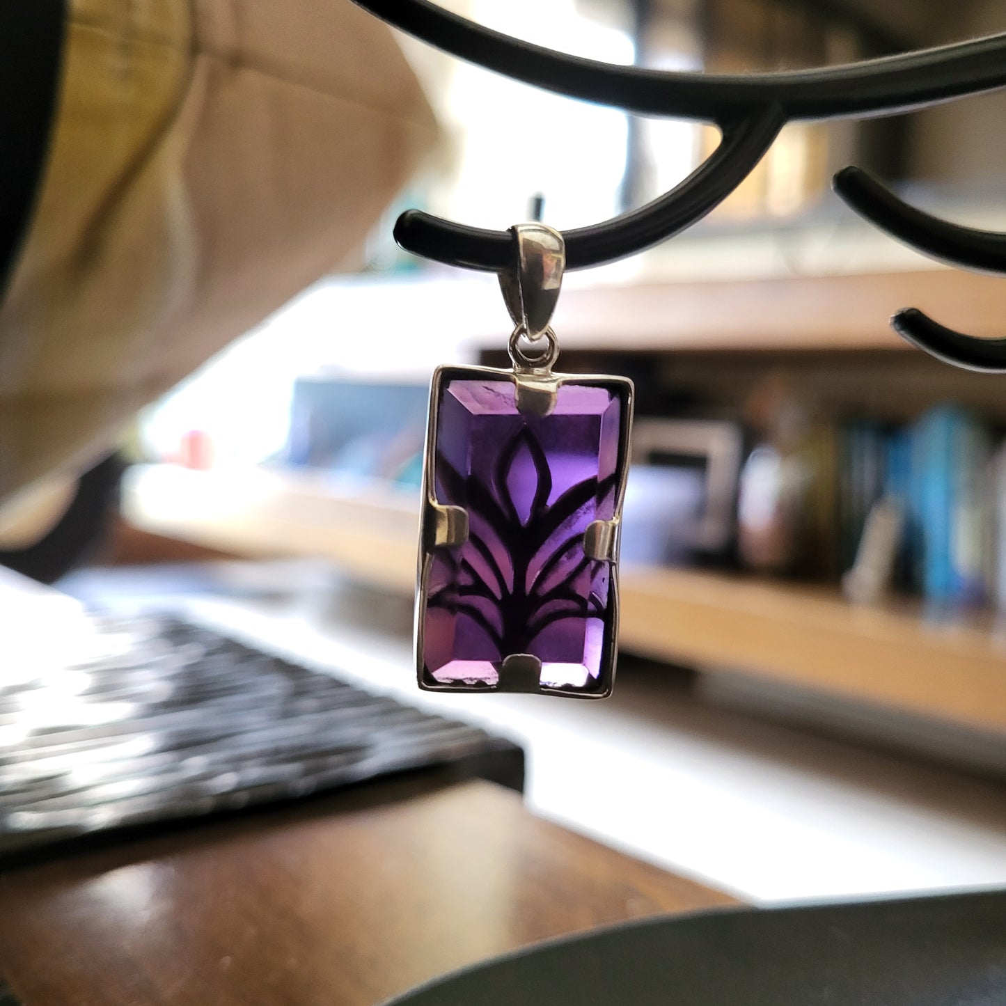 "Scented View" Silver Pendant with  Amethyst