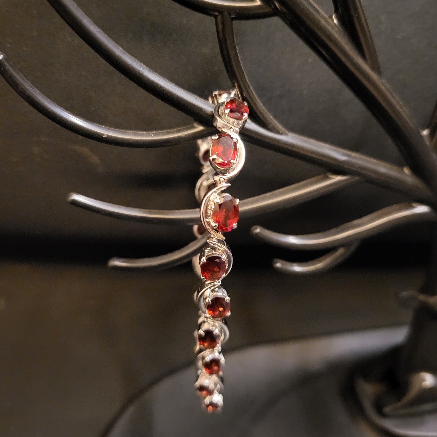 "Red Vine" Silver Bracelet with Garnet