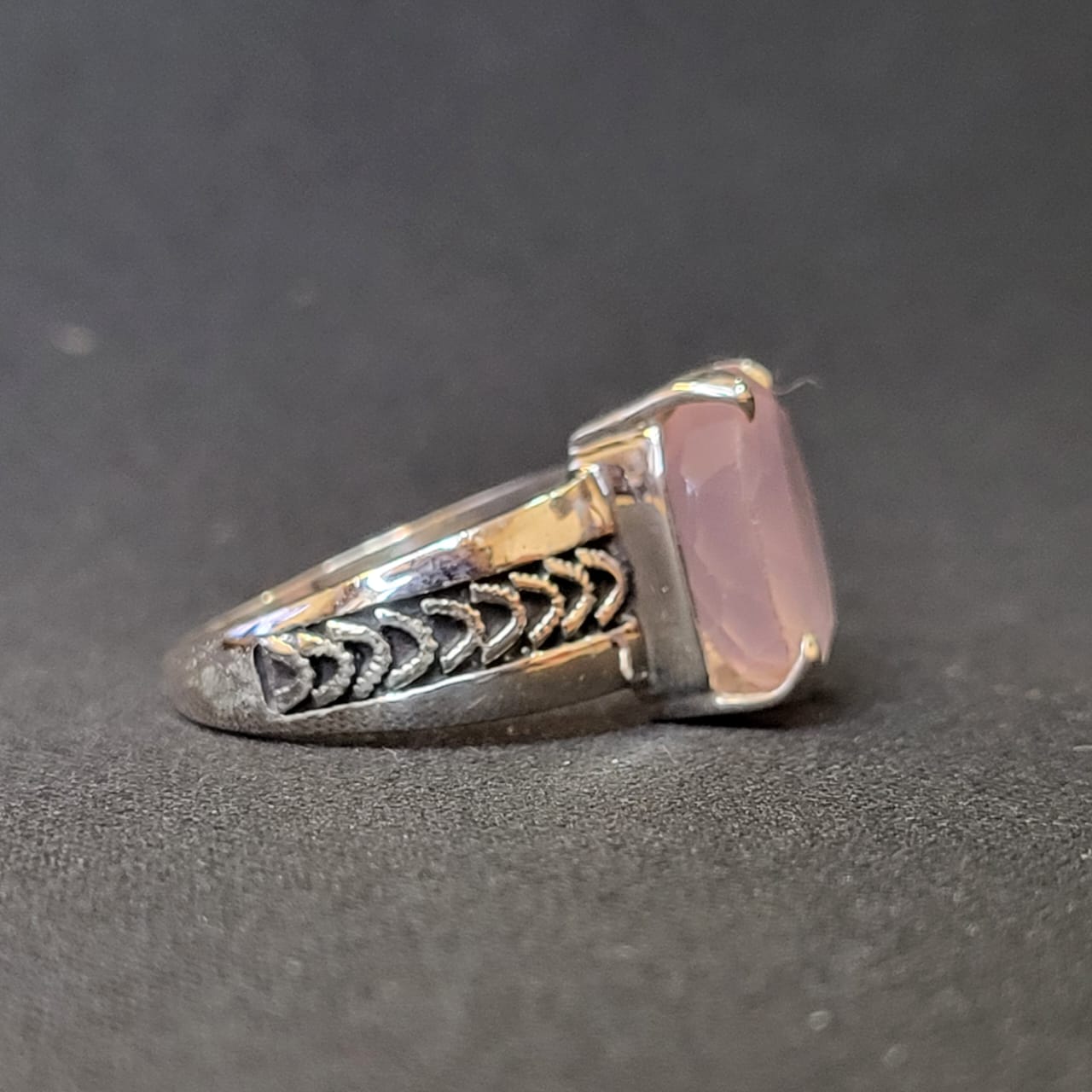 "Secret Blush" Silver Ring with Rose Quartz