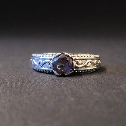 "Sweet Vines" Silver Ring with Amethyst