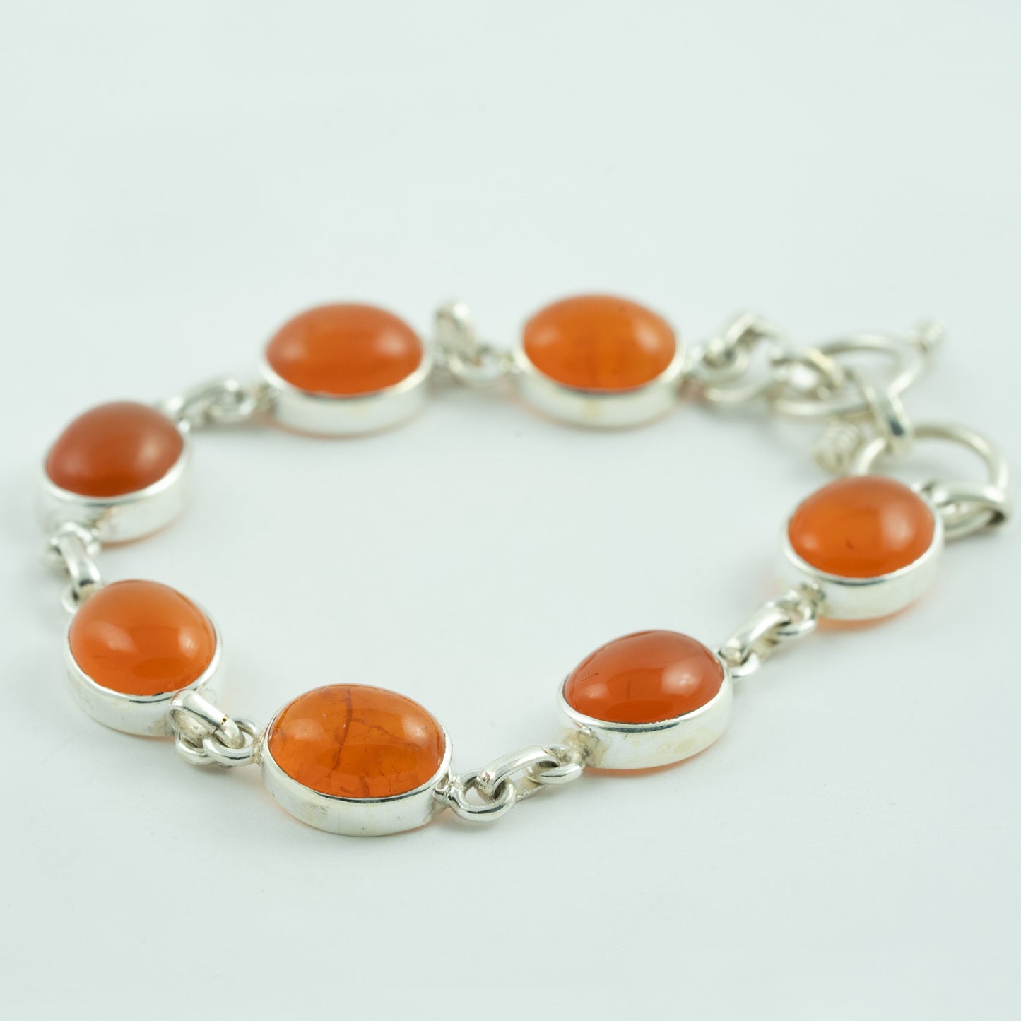 "Chain of Strength" Silver Bracelet with Carnelian