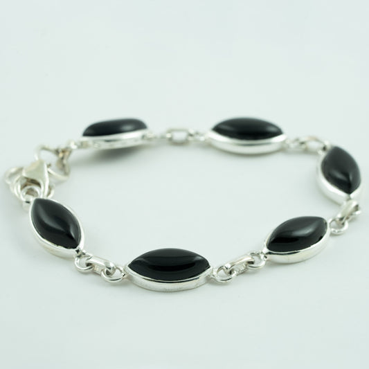 "Midnight Glory" Silver Bracelet with Black onyx