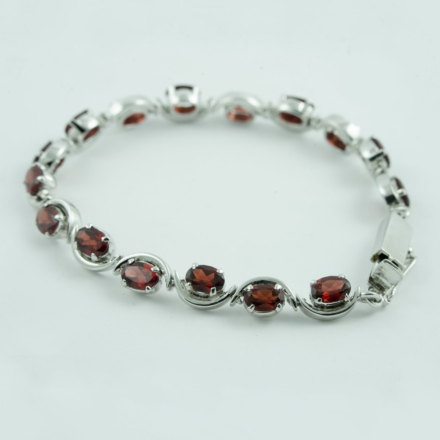 "Red Vine" Silver Bracelet with Garnet