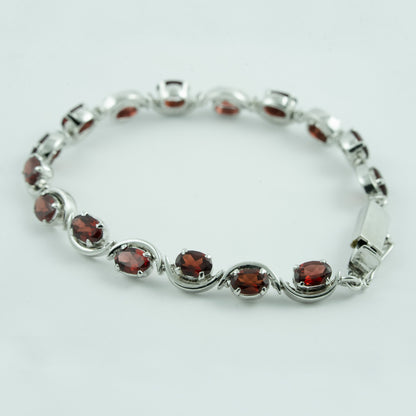 "Red Vine" Silver Bracelet with Garnet