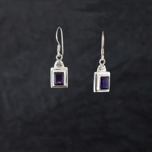 "Window of Hope" Silver Earring with Amethyst