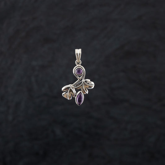 "Vine Twist" Silver Pendant with Amethyst