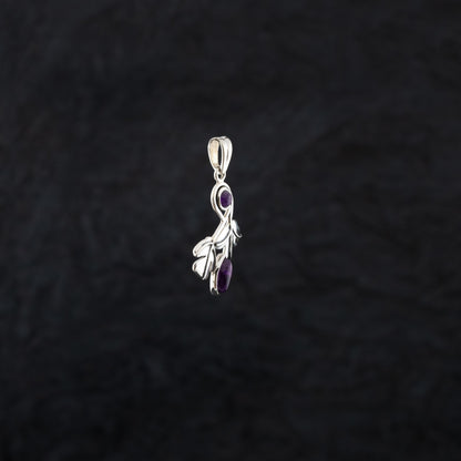 "Vine Twist" Silver Pendant with Amethyst