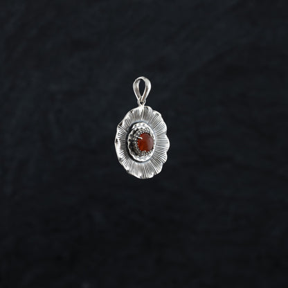 "Fiery Blossom" Silver Pendant with Carnelian