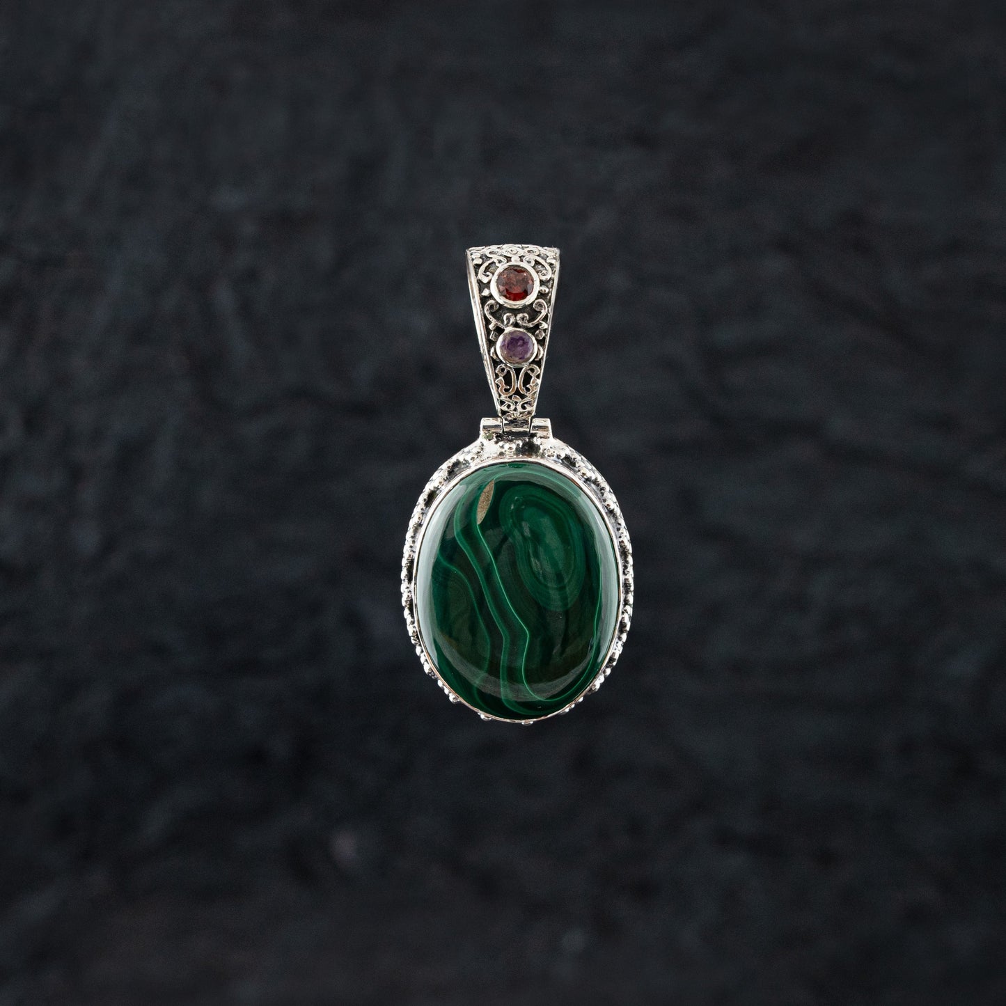 "Royal Jewel" Silver Pendant with Malachite