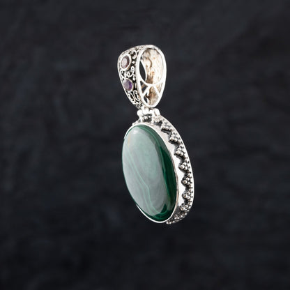 "Royal Jewel" Silver Pendant with Malachite