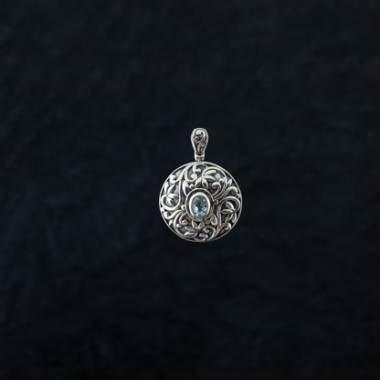 "Regal Guardian" Silver Pendant with  Blue Topaz