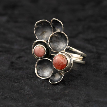 "Gem Harmony" Silver Ring with Rhodochrosite