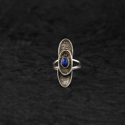 "Azure Elegance" Silver Ring with Lapiz